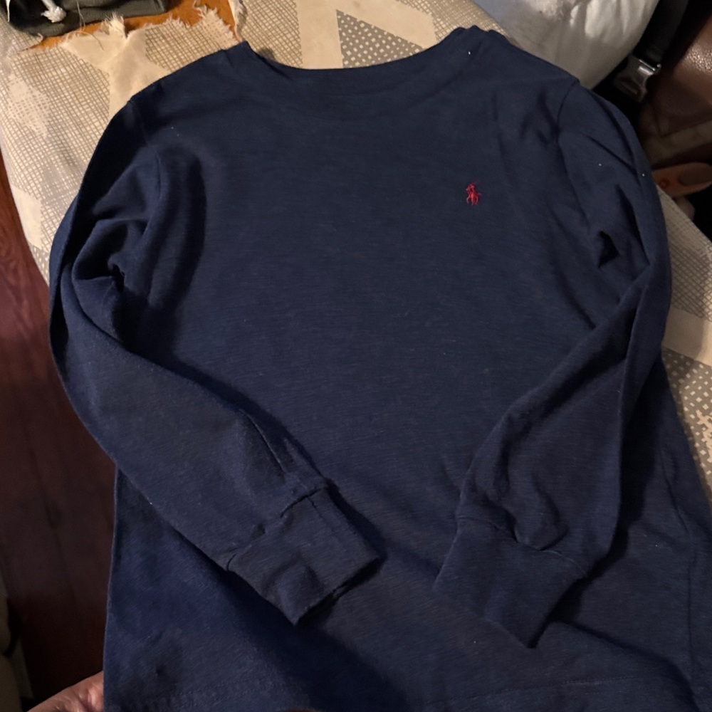 Polo by Ralph Lauren Navy Long Sleeve Tee with Red Pony Logo